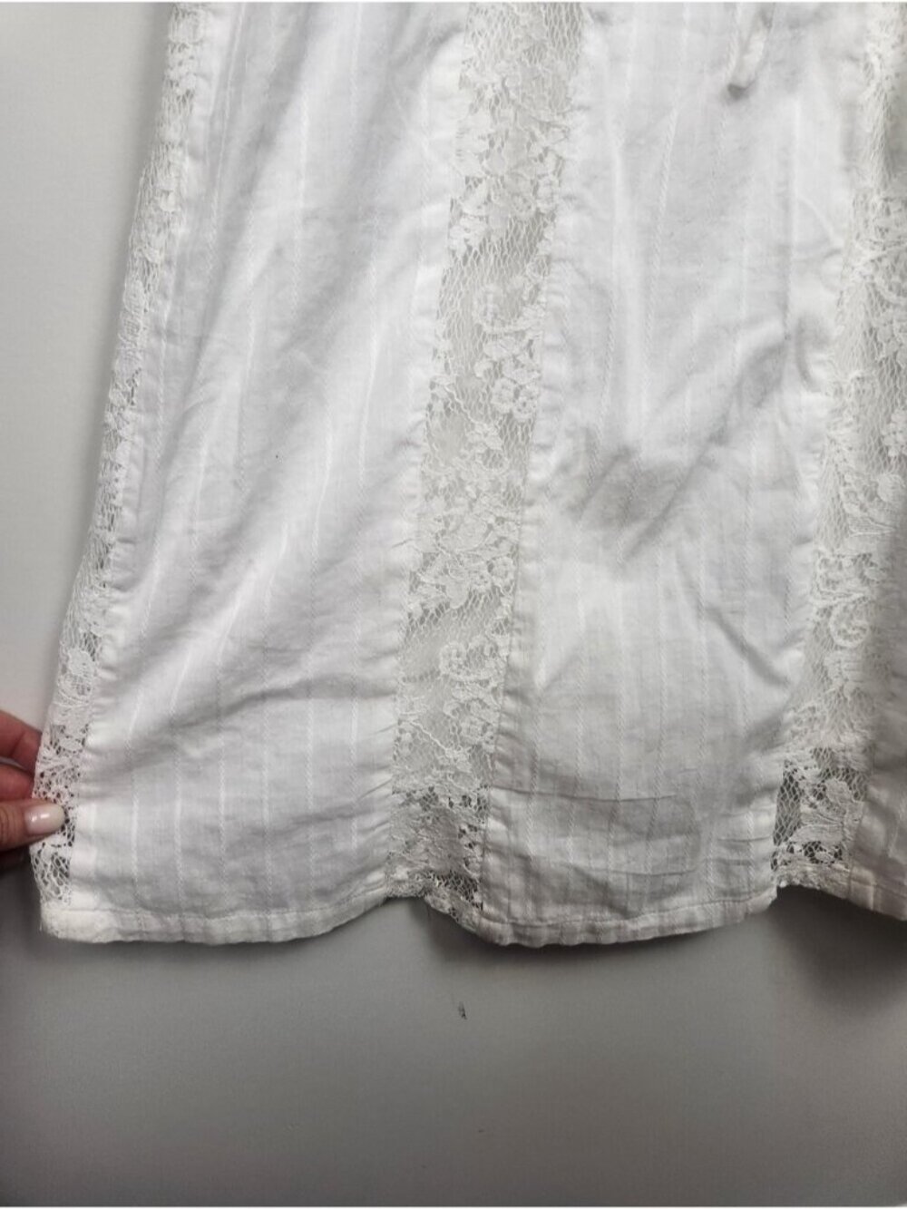 Adelyn Rae 100% Cotton White Eyelet Lace Sleeveless Maxi Dress Size Large Beach - Picture 5 of 13